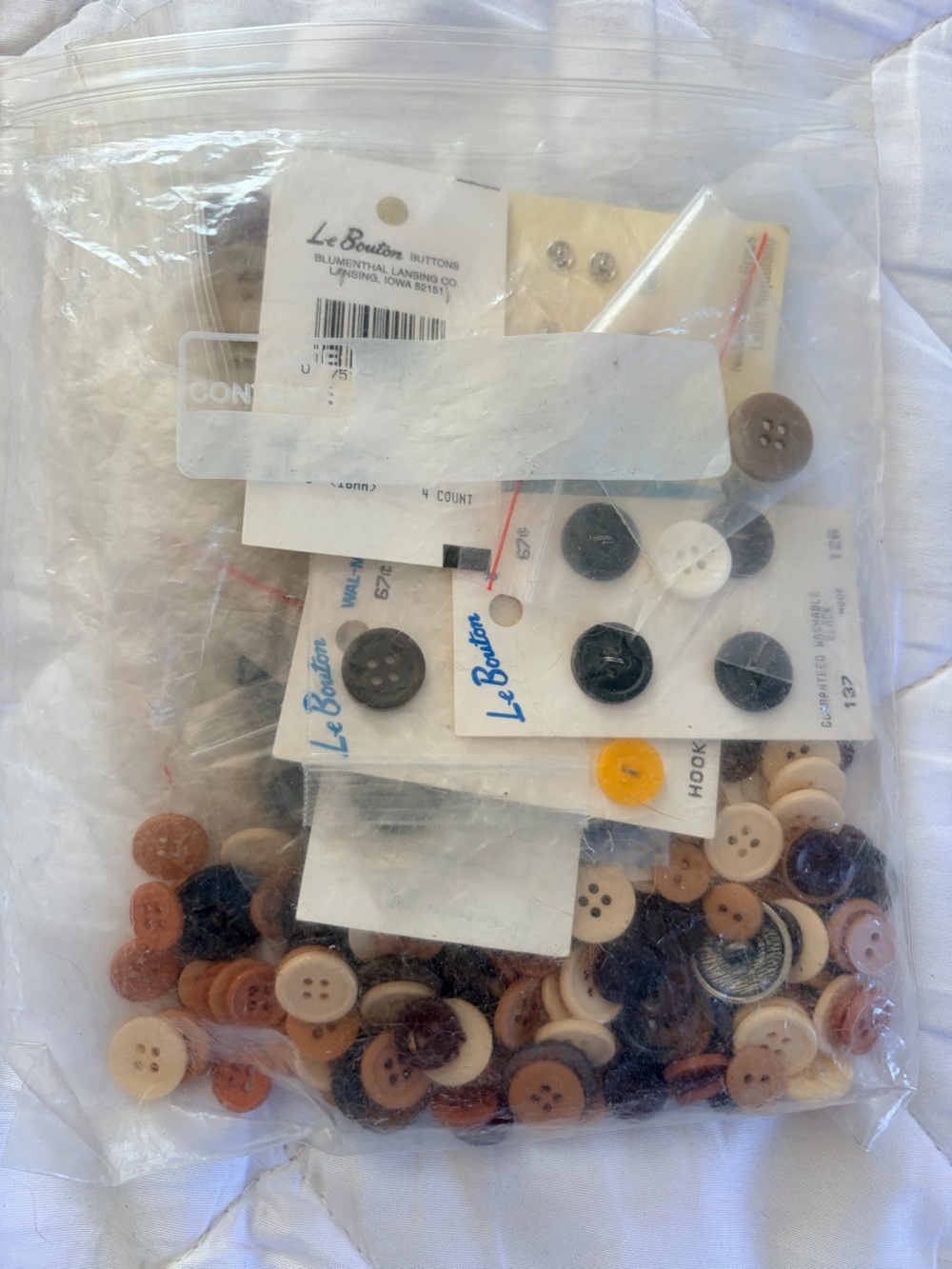 Vintage Le Bouton Buttons Mixed Sewing Button Lot Neutral Brown Black